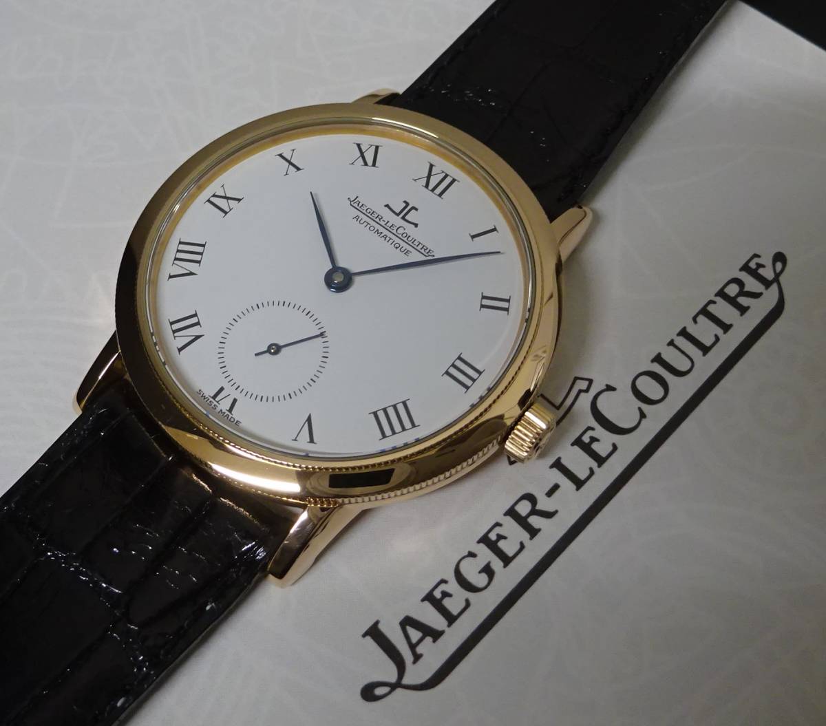 美品 良品 希少 K18PG 金無垢 JAEGER LECOULTRE ジャガールクルト ジェントローム 155.2.9 自動巻 メンズ 国際保証書あり 純正箱あり 本物_1