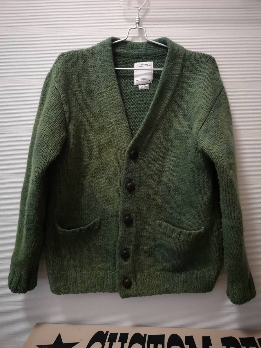☆VISVIM 18AW SELMER LONG CARDIGAN UNEVEN DYE GREENサイズ１美品☆