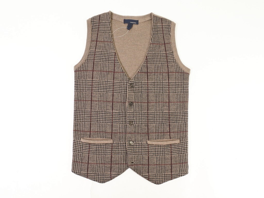 ラルディーニ LARDINI グレンチェック柄 ウール ニットベスト 44