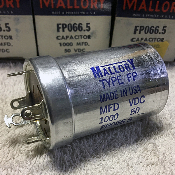 Mallory Vintage Capacitor 1,000uf 50v FP066.5 1,000MFD / マロリー コンデンサ 6本_2