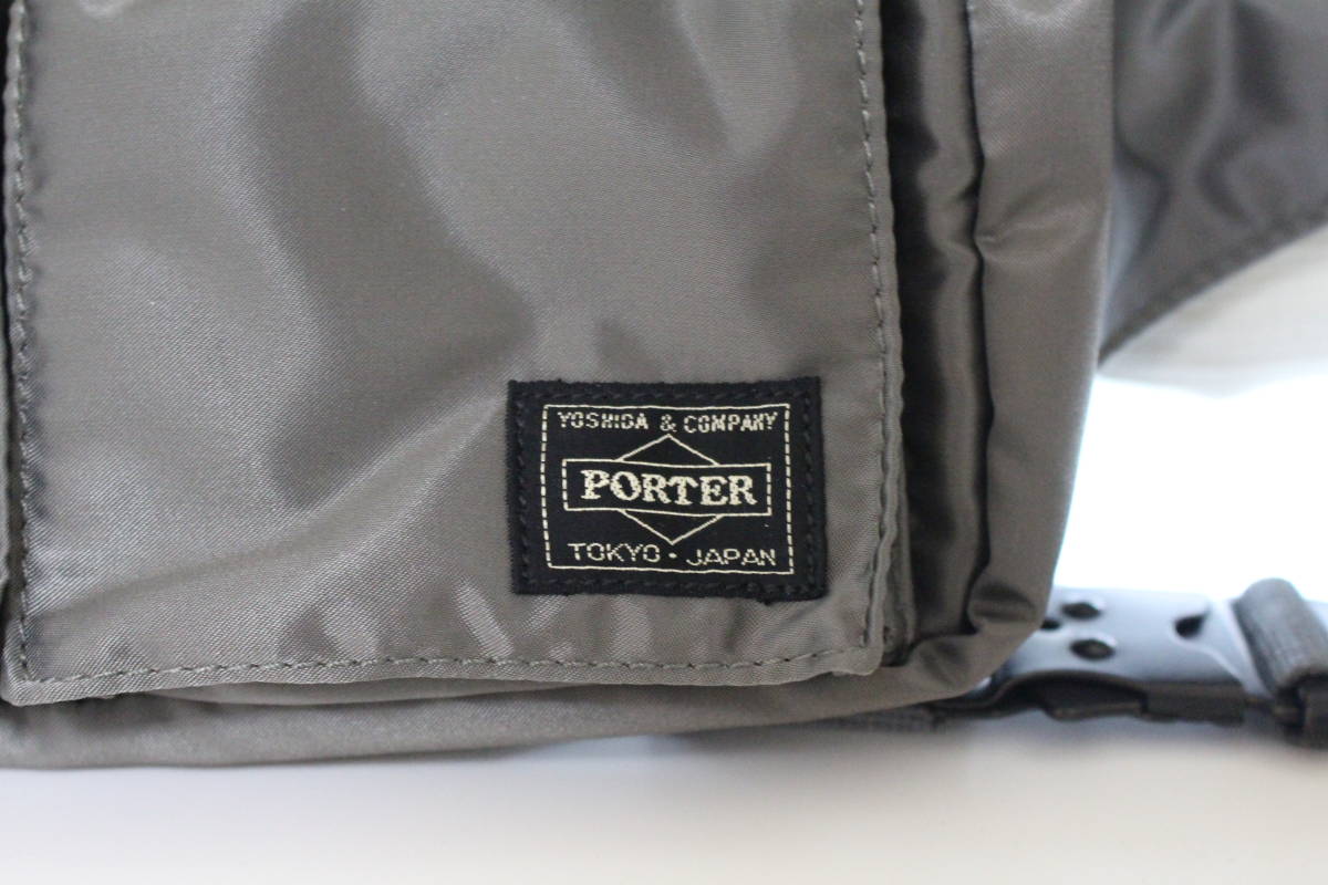 極美品 PORTER TANKER WAIST BAG BLACK シルバーグレー ポーター