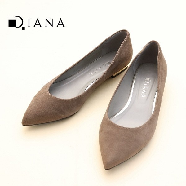 【得価，品質保証】 DIANA ダイアナ 箱あり スエード調 シルキー ゴールドヒール ポインテッドトゥ パンプス シューズ 靴 ブラウングレー系 size 24.5cm(24.5cm以上)｜売買されたオークション情報、yahooの商品情報をア 靴