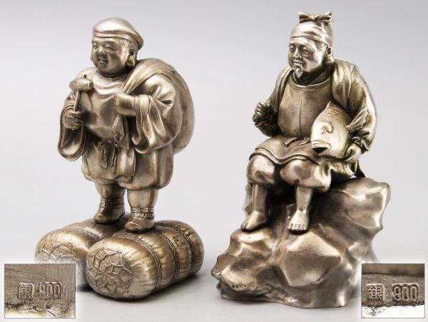 Yahoo!オークション - の落札 置物 「恵比寿大黒」金属工芸 (工芸品
