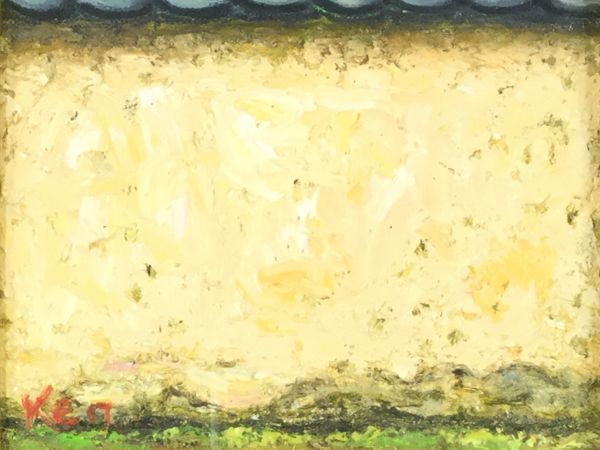 真作保証□油彩□ 川端健太郎 □奈良の土塀□SM□放浪自然画家 □額 