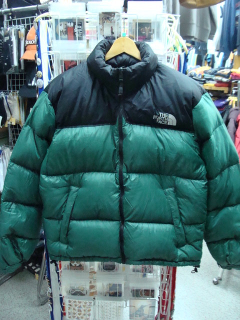 汚れあり】 THE NORTH FACE ノースフェイス ダウンジャケット 黒×緑 (M
