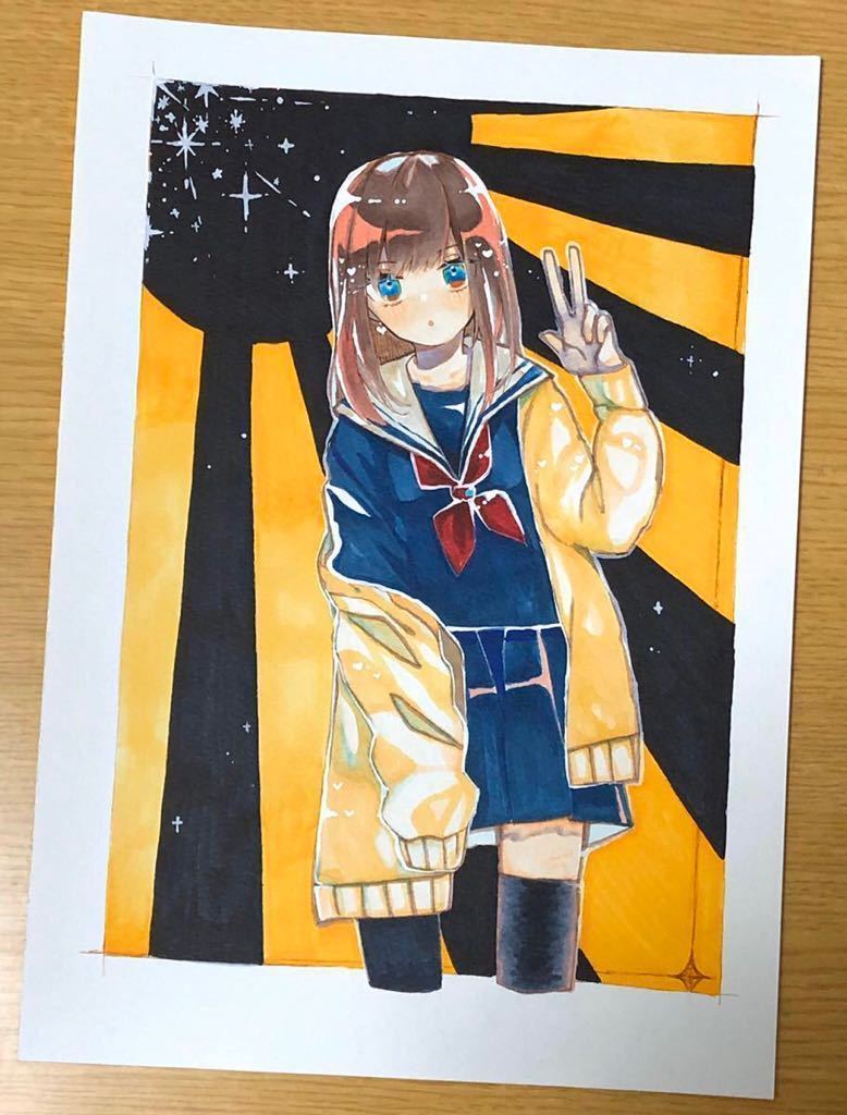 B5 手描きイラスト 女の子 海外輸入 女の子