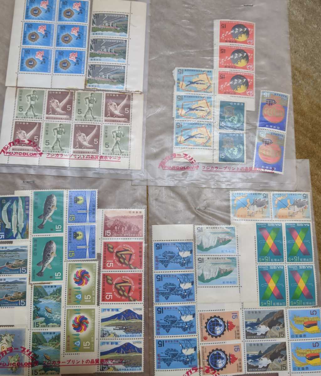 古い切手 1960年代～ 額面10,615円 湖畔 髪 序の舞 婦人像 明石町 気球揚がる 舞妓林泉 蝶 源氏 黒船屋 釣便利 松に草花図 機織図 東京五輪_10