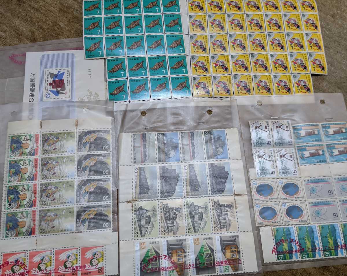 古い切手 1960年代～ 額面10,615円 湖畔 髪 序の舞 婦人像 明石町 気球揚がる 舞妓林泉 蝶 源氏 黒船屋 釣便利 松に草花図 機織図 東京五輪_4