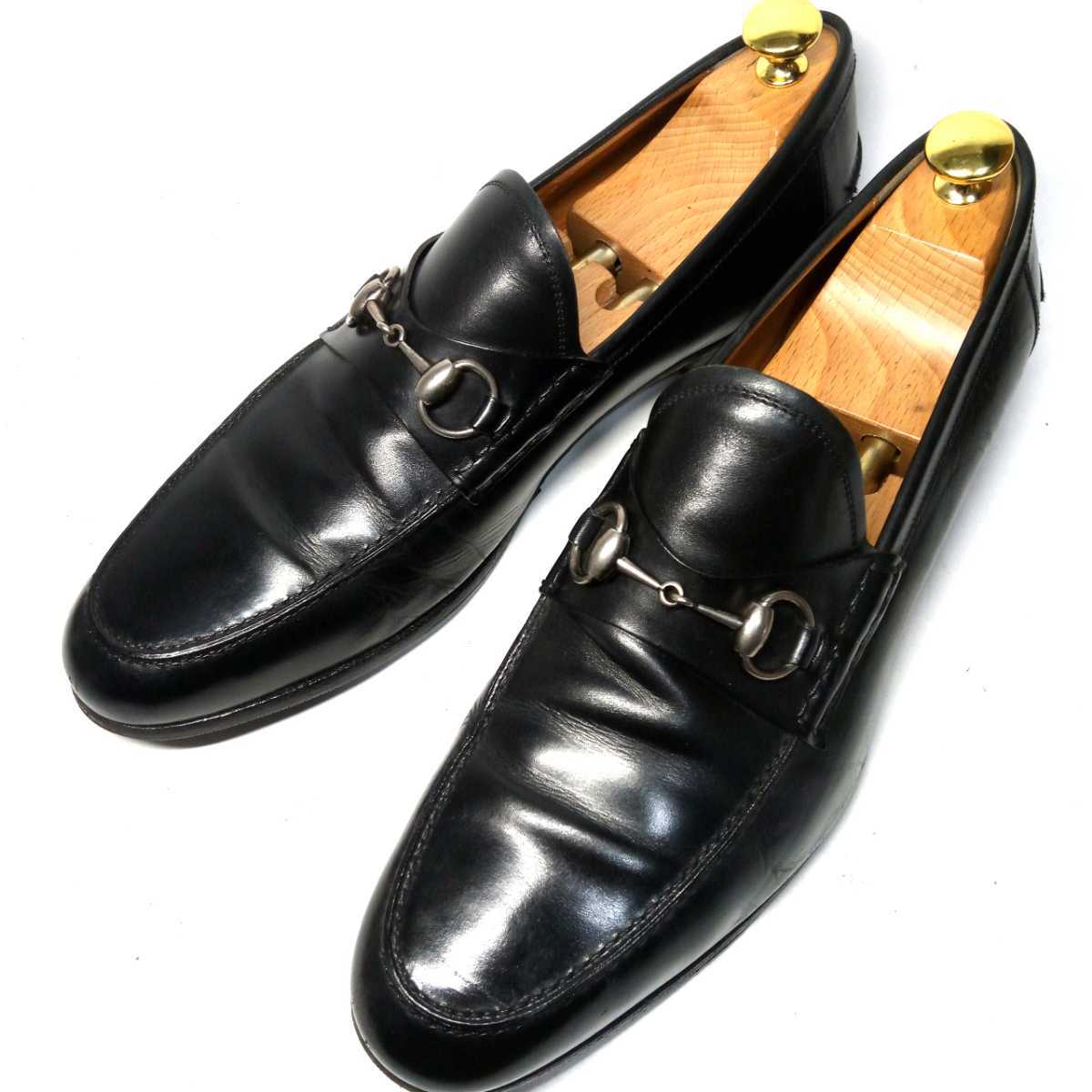 良品★【GUCCI】グッチ 8.5 約26.5cm ビットローファー 黒 革靴 本革 メンズ 正規品　ビジネスシューズ ブラック　中古 イタリア製 グッチ ホースビット ローファーの通販 ウェブライン 靴GUCCI 0