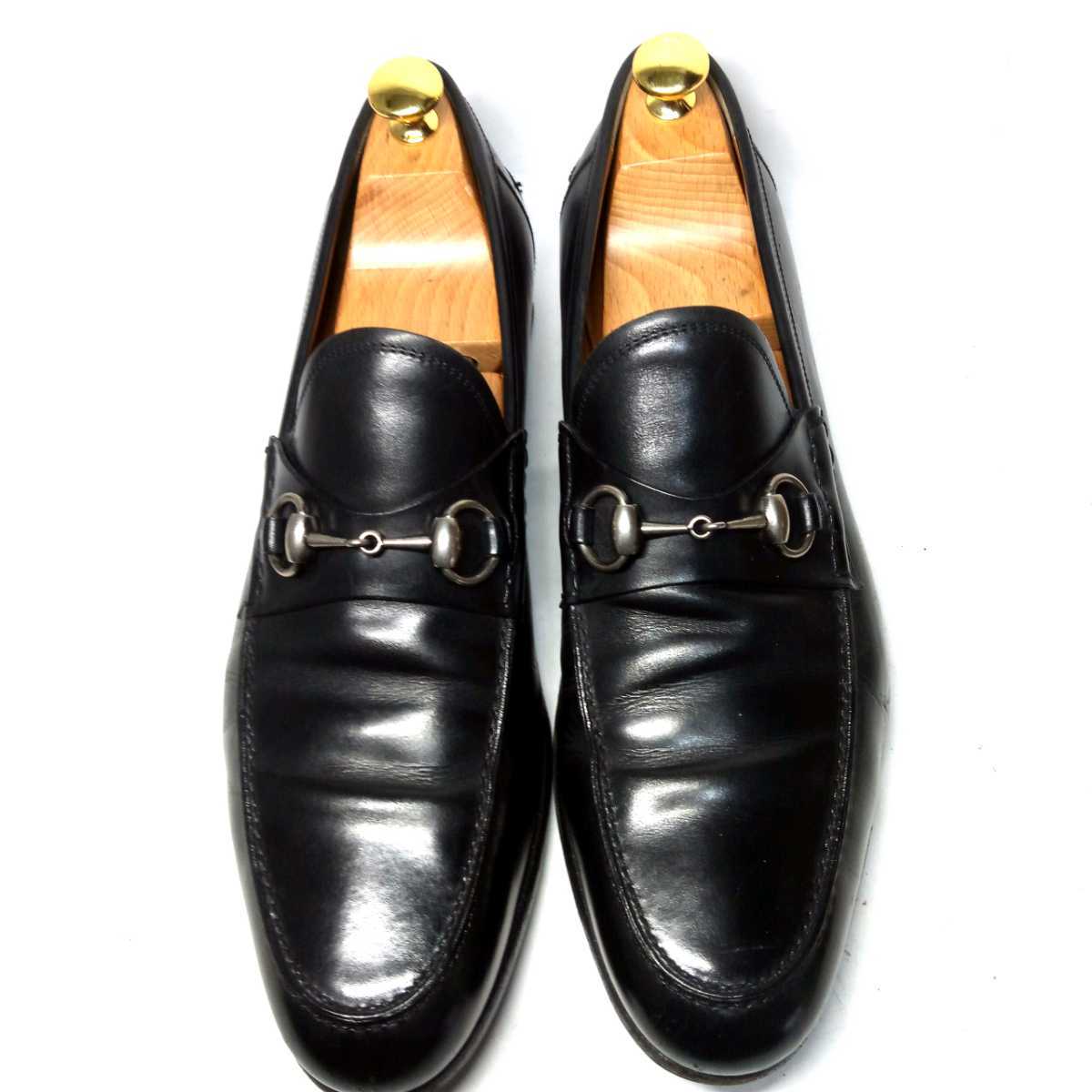 良品★【GUCCI】グッチ 8.5 約26.5cm ビットローファー 黒 革靴 本革 メンズ 正規品　ビジネスシューズ ブラック　中古 イタリア製 グッチ ホースビット ローファーの通販 ウェブライン 靴GUCCI 0