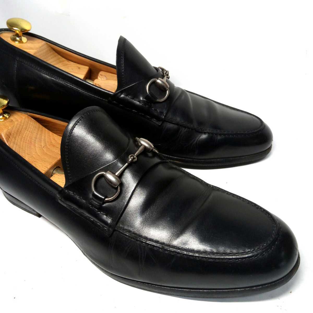 良品★【GUCCI】グッチ 8.5 約26.5cm ビットローファー 黒 革靴 本革 メンズ 正規品　ビジネスシューズ ブラック　中古 イタリア製 グッチ ホースビット ローファーの通販 ウェブライン 靴GUCCI 0