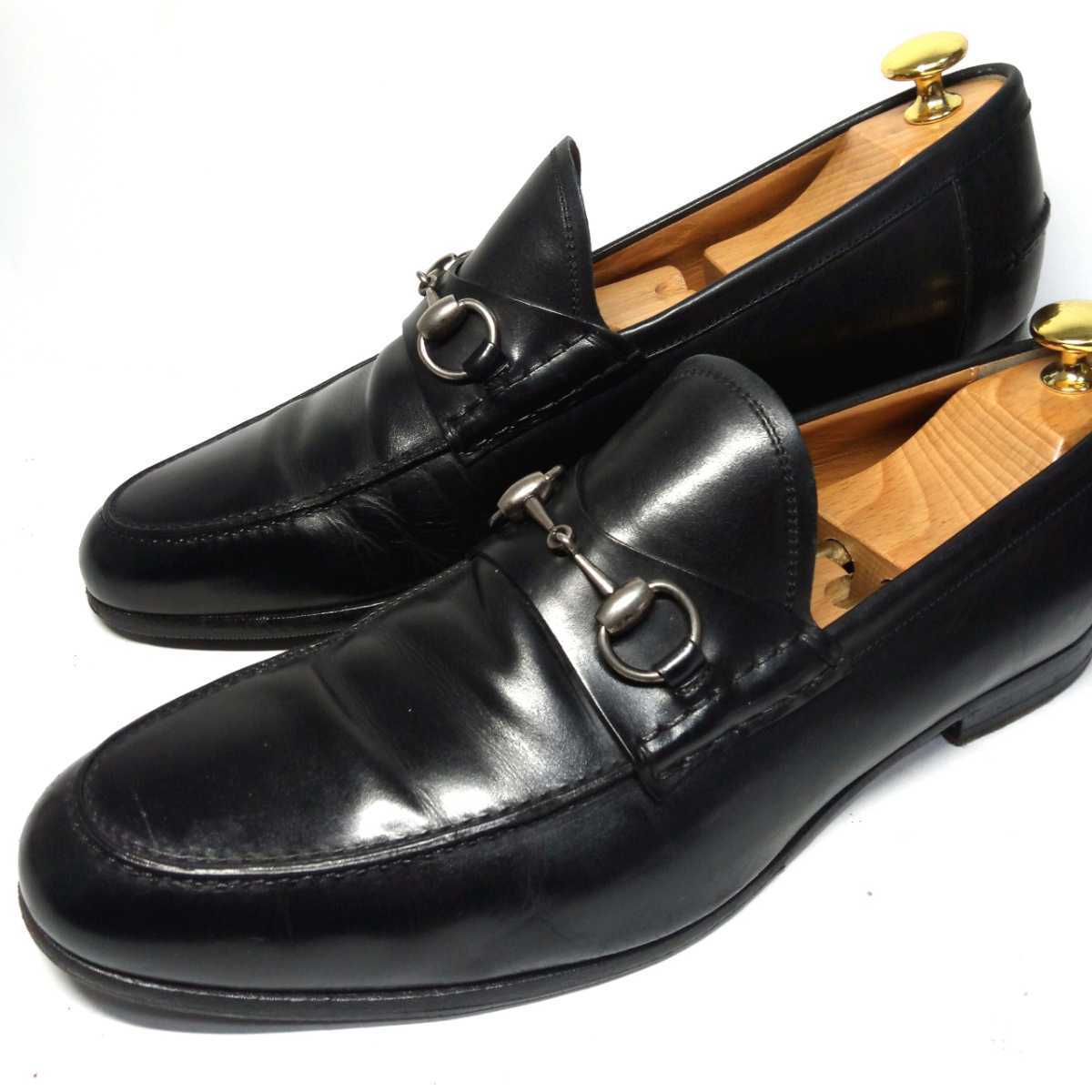 良品★【GUCCI】グッチ 8.5 約26.5cm ビットローファー 黒 革靴 本革 メンズ 正規品　ビジネスシューズ ブラック　中古 イタリア製 グッチ ホースビット ローファーの通販 ウェブライン 靴GUCCI 0