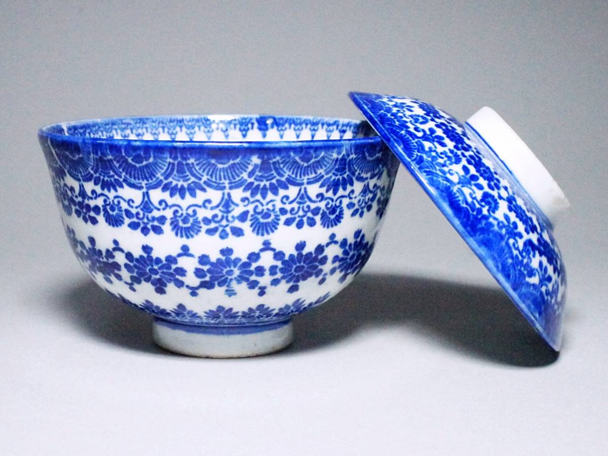 東屋 Bob 印判 花茶碗 Foundation 印判花茶碗 立花文穂 黒と金の花文様