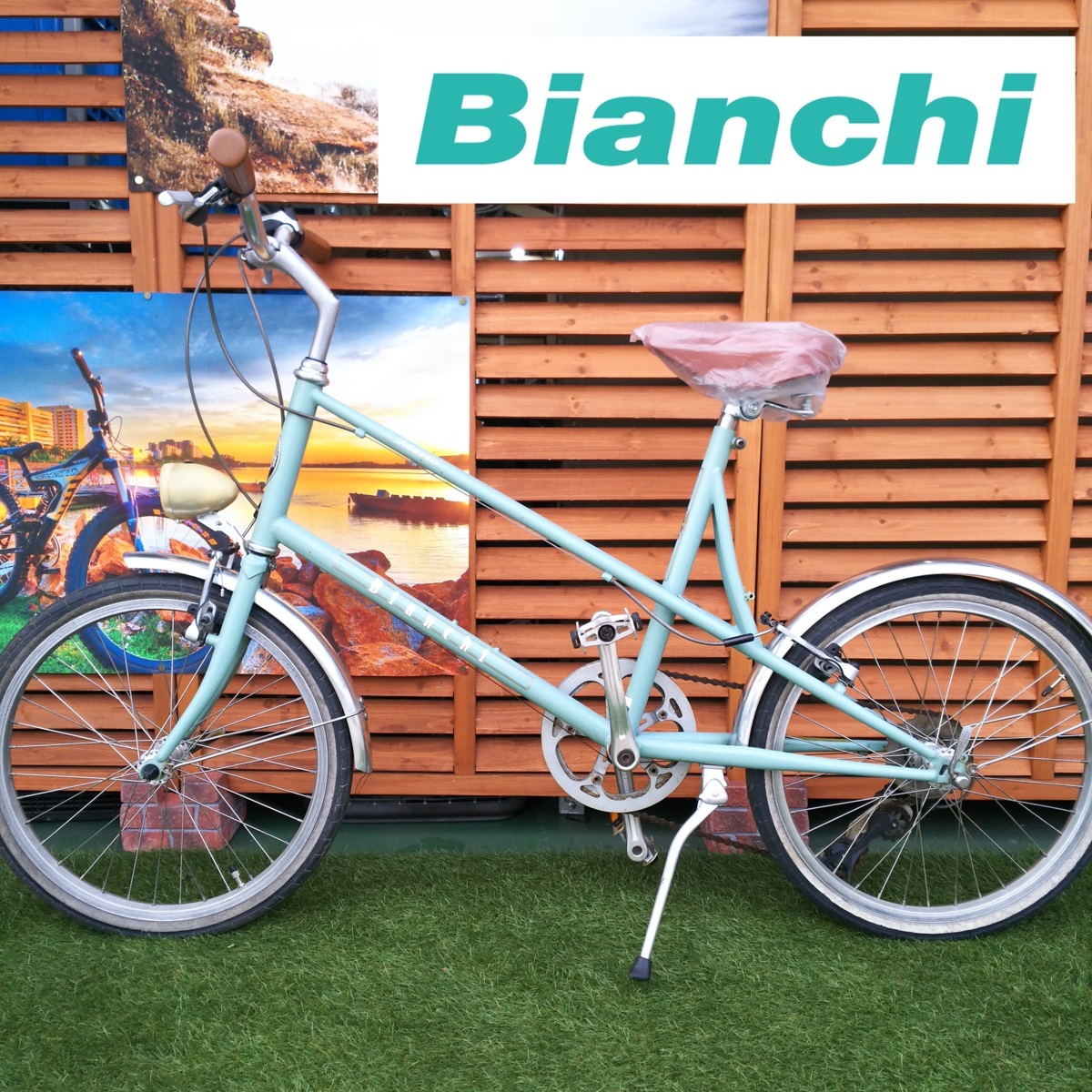 ミニベロ ビアンキ Merlo チェレステ 20インチ 1x7 中古 Bianchi