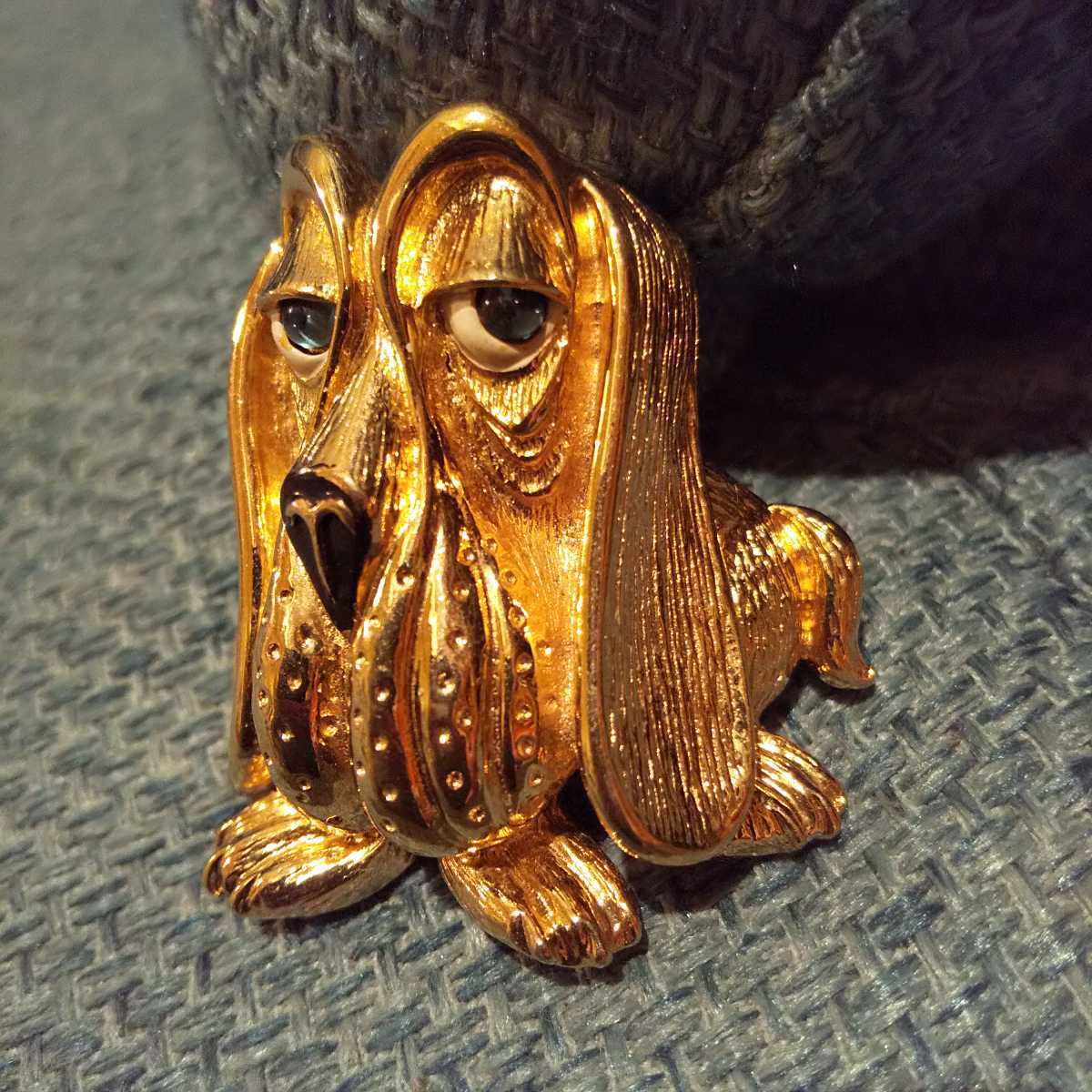 【希少】 PANETTA パネッタ レアな 犬モチーフ ヴィンテージブローチ 中古品/美品/ブローチ/PANETTA/パネッタ/犬/ゴールドカラー