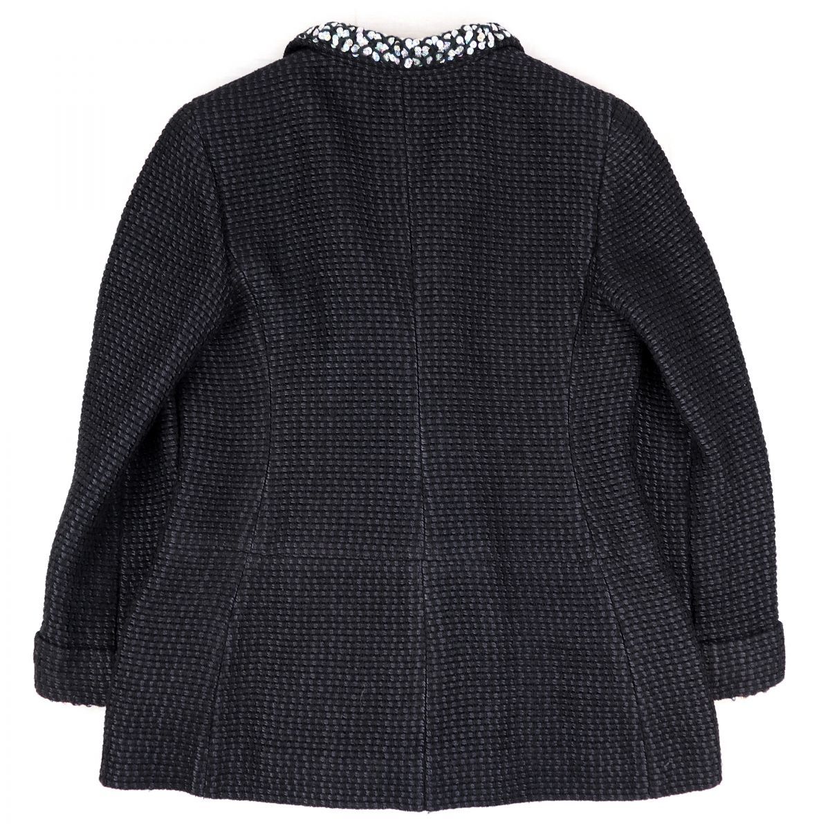 CHANEL シャネル スパンコール装飾 ツイードノーカラージャケット