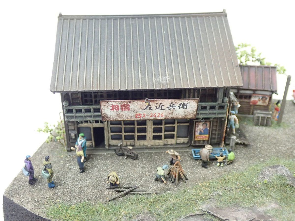☆1/150ジオラマ 昭和の海岸 ミニチュア模型 完成品/約22×11cm/海の家