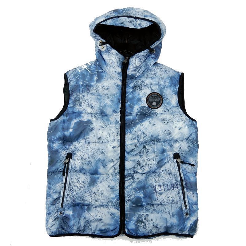 NAPAPIJRI ナパピリ 定価7.5万 AUSTIN14 FANCY VEST グラフィックプリント 総柄 ダック×グース ダウンベスト N0Y8N8F38 XL▲058▼bus0051o