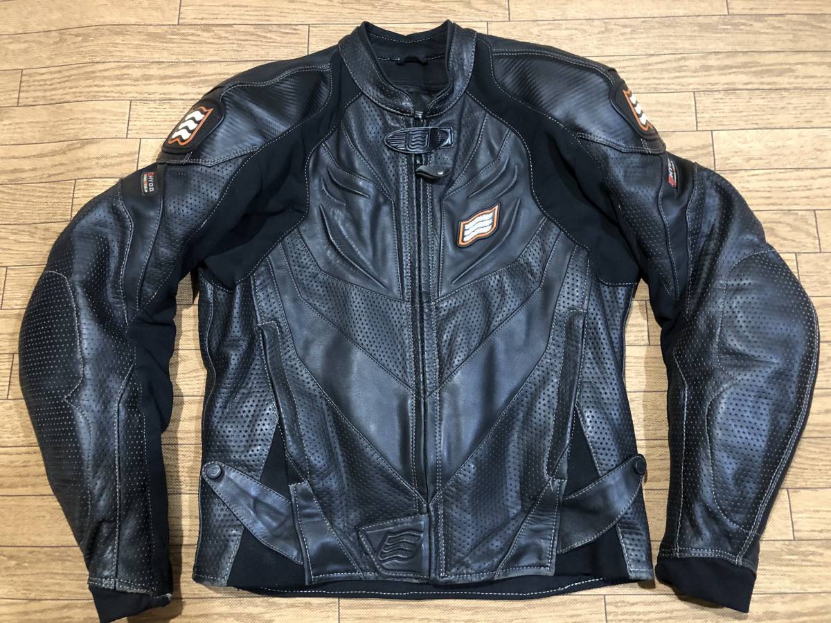 HYOD 良質柔らかめ 牛革パンチングレザー ライディングJKT 良品 L