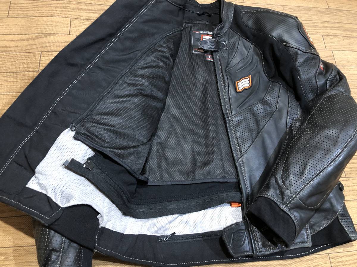 HYOD 良質柔らかめ 牛革パンチングレザー ライディングJKT 良品 L