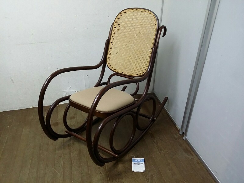 秋田木工 AKIMOKU IDC大塚家具 ロッキング チェア 籐張り 椅子 NO.5 AA 