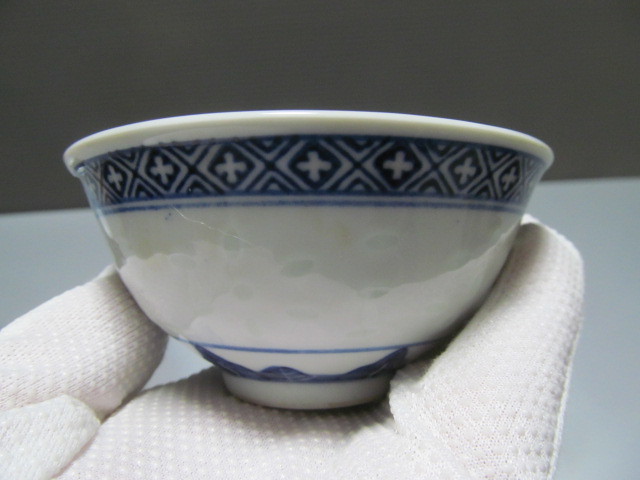 中国景徳鎮『玩玉』蛍手煎茶碗 5点 景徳鎮・ヴィンテージ蛍手透かし