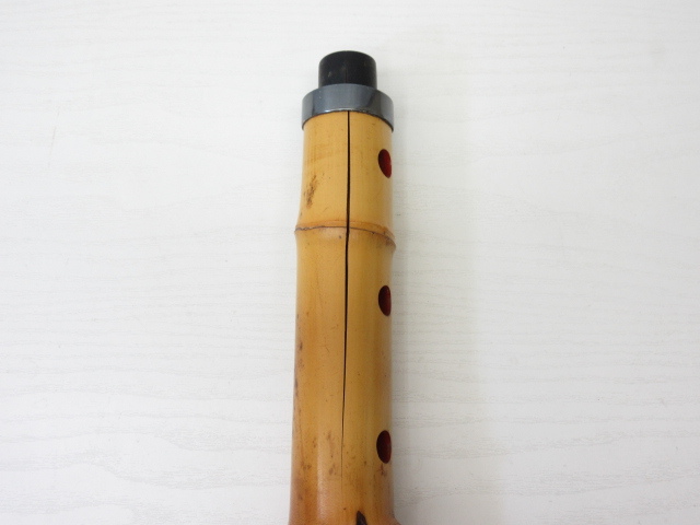 ☆YC1531 林仙 尺八 ケース キャップ付き 内朱塗 中継ぎ 竹製 和楽器