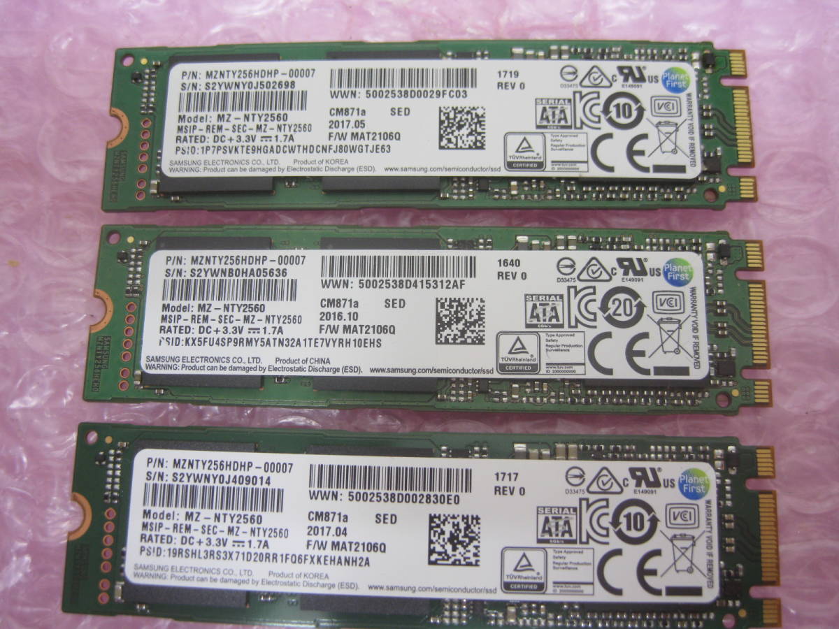 ⁄ SSD M.2 NVMe 256GB SAMSUNG T-07150 0 6個セット SATA 中古SAMSUNG