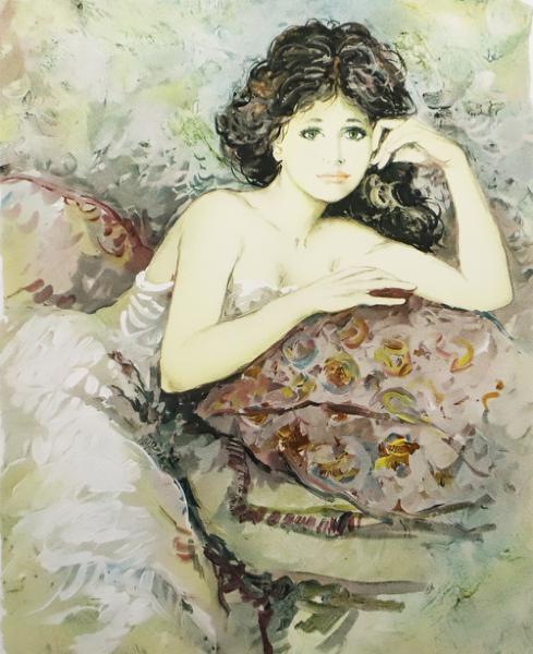 真作】【WISH】ベルナール・シャロワ Bernard Charoy 「褐色の髪の女