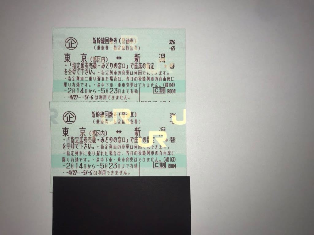 新幹線（乗車券・新幹線指定席特急券）新潟⇔東京（都区内）2枚