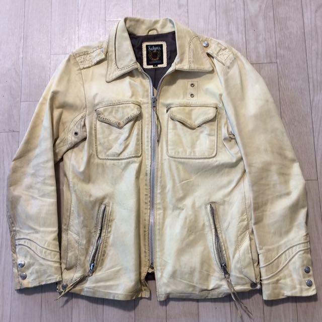 本物保証，限定SALE 送料サービス ホワイトレザーJKT schott ショット レザージャケット ライダースジャケット 革ジャン シングルライダース(ライダースジャケット)｜売買されたオークション情報、yahooの商品情 男性用