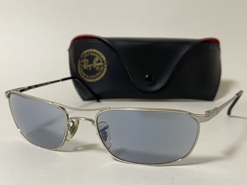 ケース付 RAY-BANレイバンRaptorラプターRB3132-003/46 SilverシルバーBlueブルーレンズVintage ...