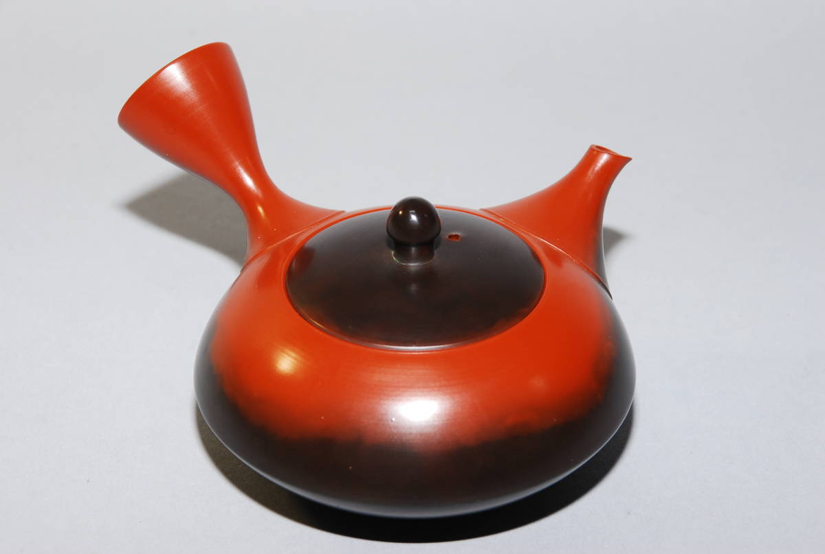 窯変鎏金高潘茶壺 急須 茶器 煎茶道具 急須 茶注 岩瀬弘二 造 朱泥 ☆常滑焼 火窯変 煎茶道具