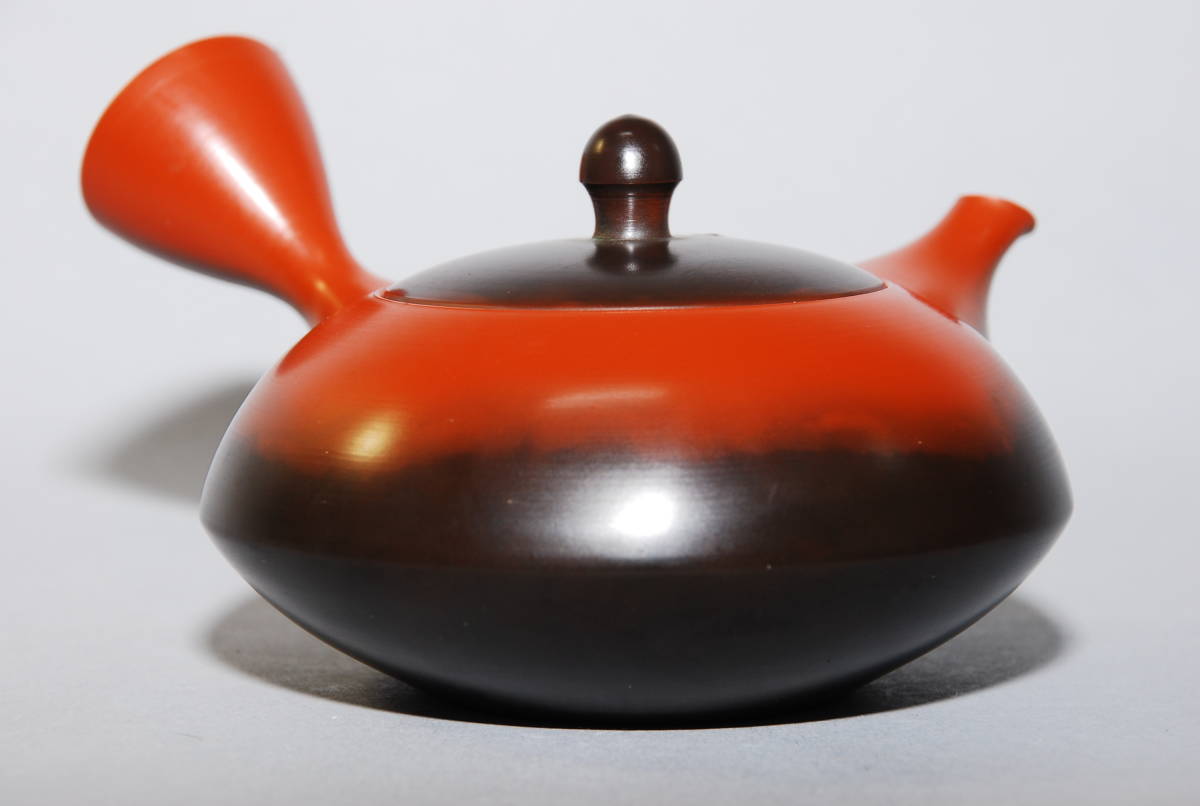 急須 茶注 岩瀬弘二 造 朱泥 ☆常滑焼 火窯変 煎茶道具