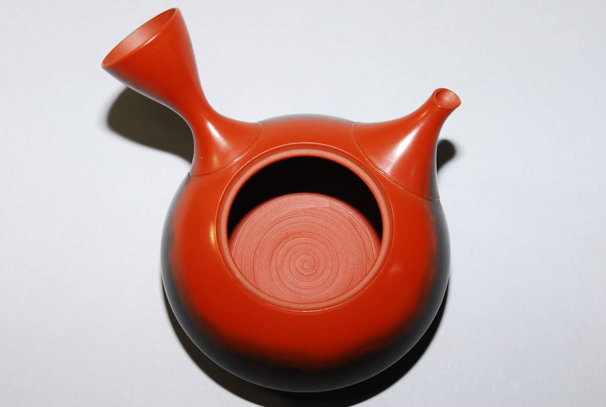 急須 茶注 岩瀬弘二 造 朱泥 ☆常滑焼 火窯変 煎茶道具