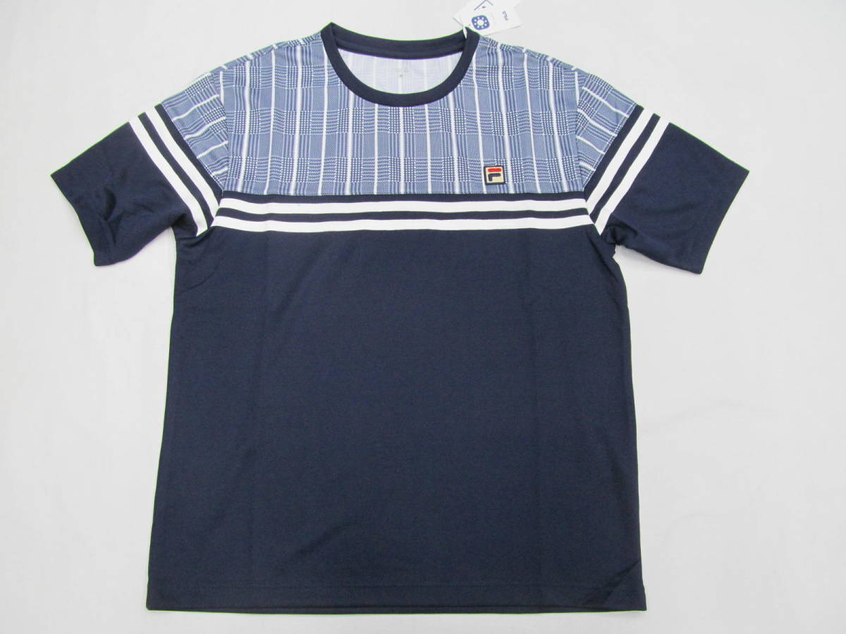  721 フィラ FILA TENNIS テニスウェア ゲームシャツ 紺M(半袖Tシャツ)｜売買されたオークション情報、yahooの商品情報をアーカイブ公開 - オークファン 半袖Tシャツ