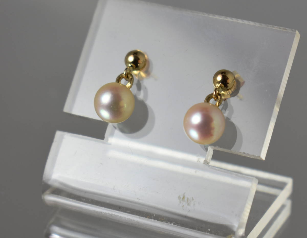 【新品】Ｋ１８パールぶらピアス　綺麗なアコヤベビーパール　５．５㎜ _1