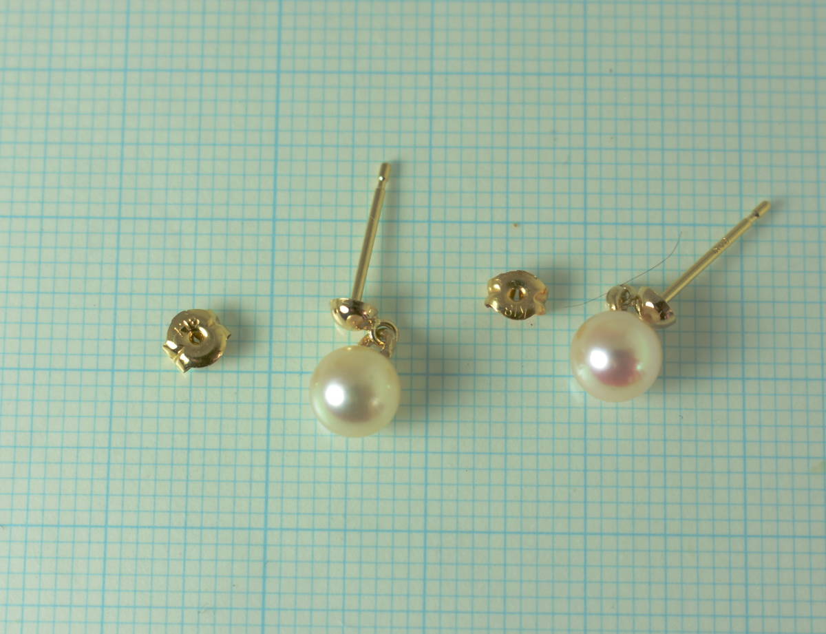 【新品】Ｋ１８パールぶらピアス　綺麗なアコヤベビーパール　５．５㎜ _10