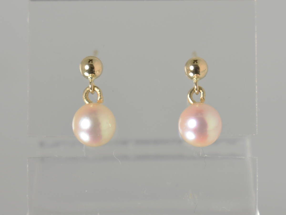 【新品】Ｋ１８パールぶらピアス　綺麗なアコヤベビーパール　５．５㎜ _2