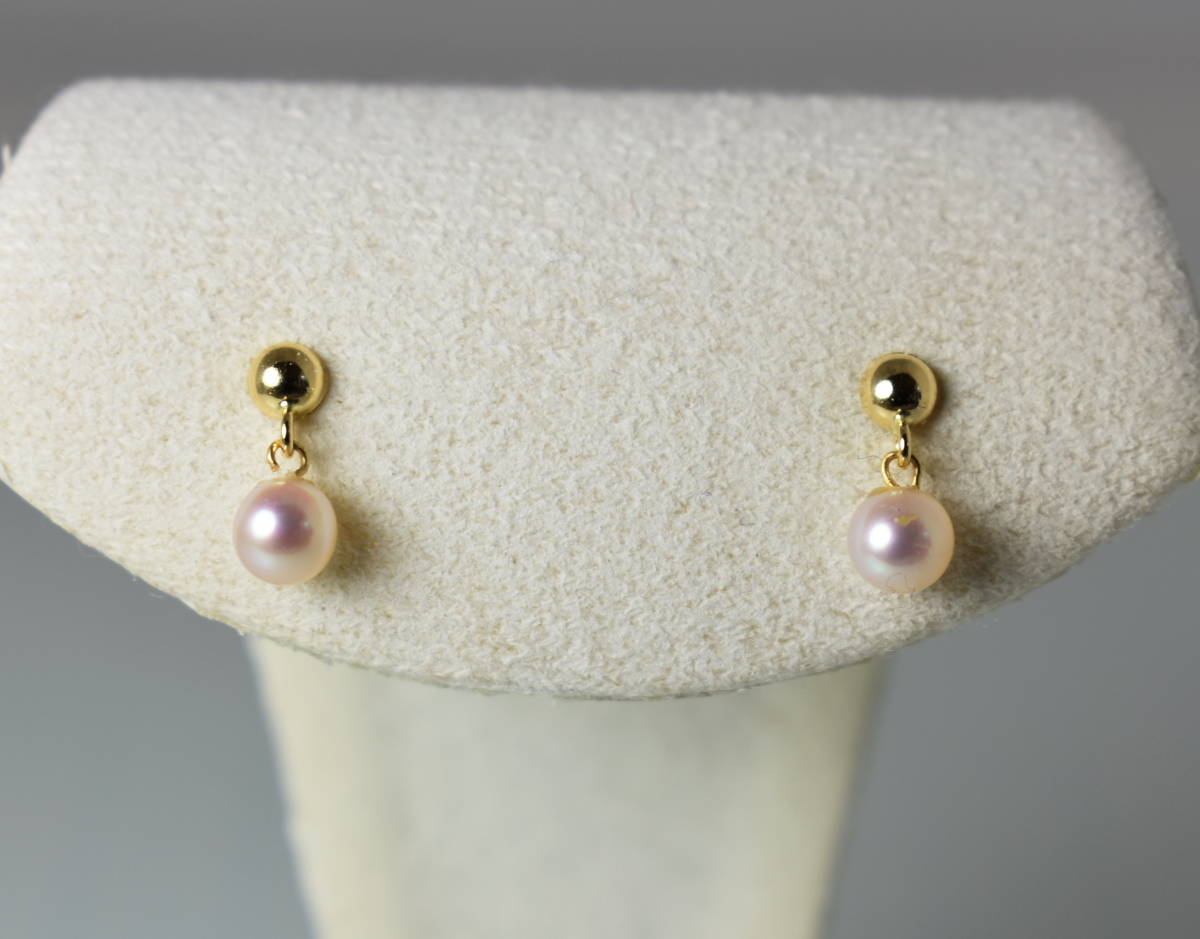 【新品】Ｋ１８パールぶらピアス　綺麗なアコヤベビーパール　５．５㎜ _3