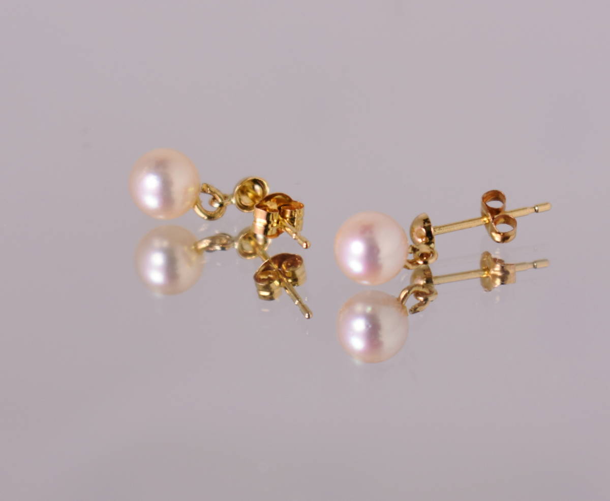 【新品】Ｋ１８パールぶらピアス　綺麗なアコヤベビーパール　５．５㎜ _4
