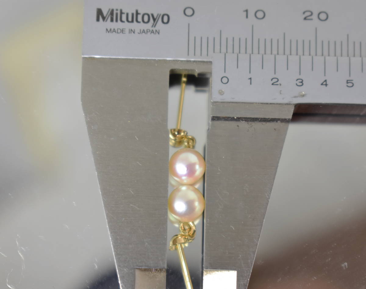 【新品】Ｋ１８パールぶらピアス　綺麗なアコヤベビーパール　５．５㎜ _6