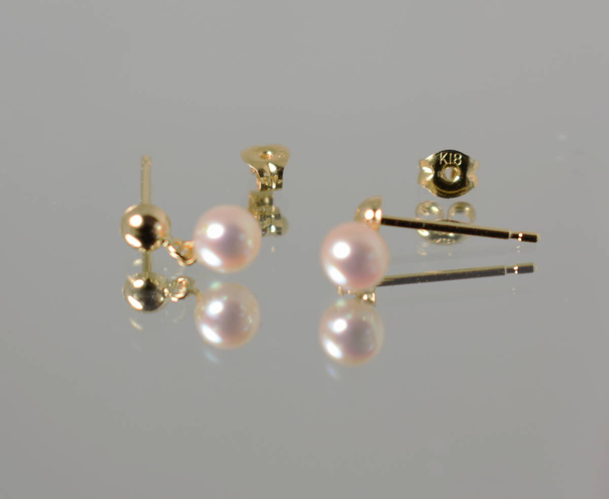 【新品】Ｋ１８パールぶらピアス　綺麗なアコヤベビーパール　５．５㎜ _7
