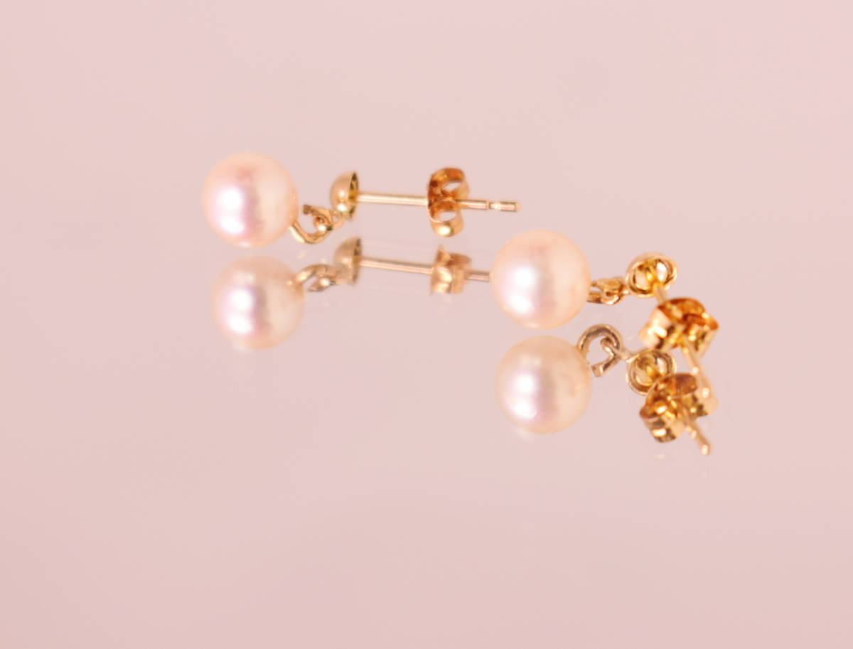 【新品】Ｋ１８パールぶらピアス　綺麗なアコヤベビーパール　５．５㎜ _8