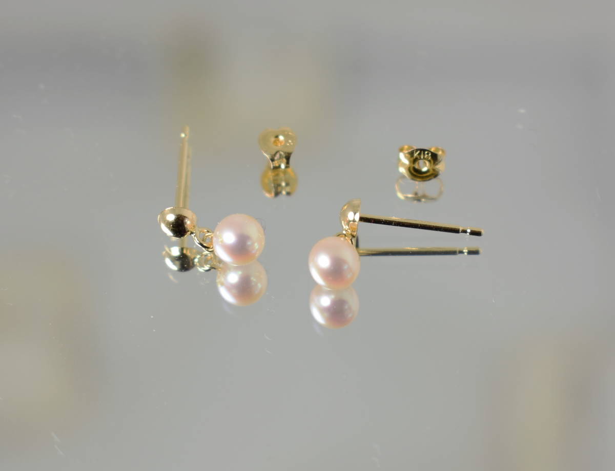 【新品】Ｋ１８パールぶらピアス　綺麗なアコヤベビーパール　５．５㎜ _9