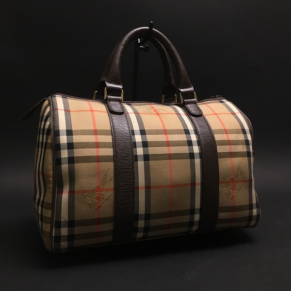 ○美品バーバリー 人気のチェック柄 ハンド ボストン バッグ E8-002