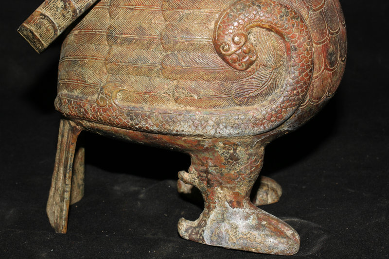 青銅器 盛酒器 国宝写し 青銅酒器『春秋趙卿鳥尊』 淘宝 銘文
