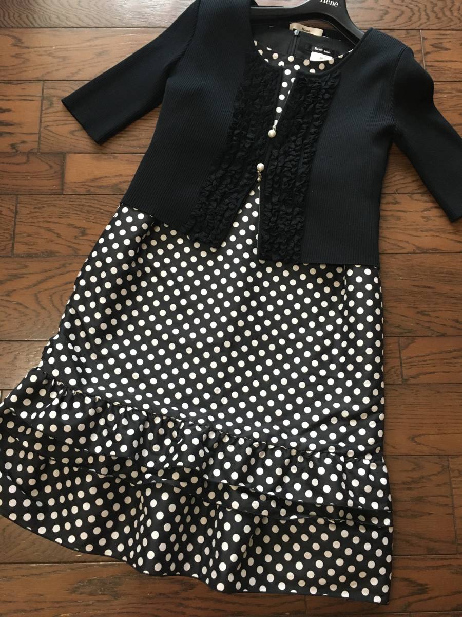 Rene ボレロ 38 ブラック コットンBLEND ブローチ×2 \'16年商品 6622700 ルネ Rene - ニットプルオーバー 38&frasl;レディースM～L相当 パール
