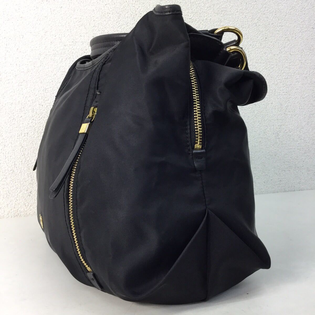 SAZABY サザビー ナイロン×レザー トートバッグ 肩掛けワンショルダー 