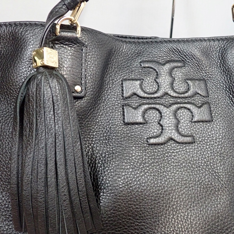 美品 】 トリーバーチ レザー トートバッグ ブラック チェーン TORY BURCH